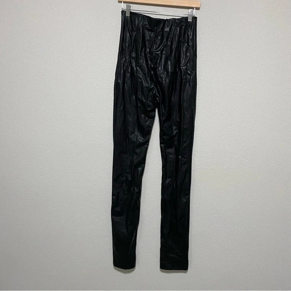 Amanda Uprichard Black Faux Leather Split Hem Pants - Picture 10 of 13